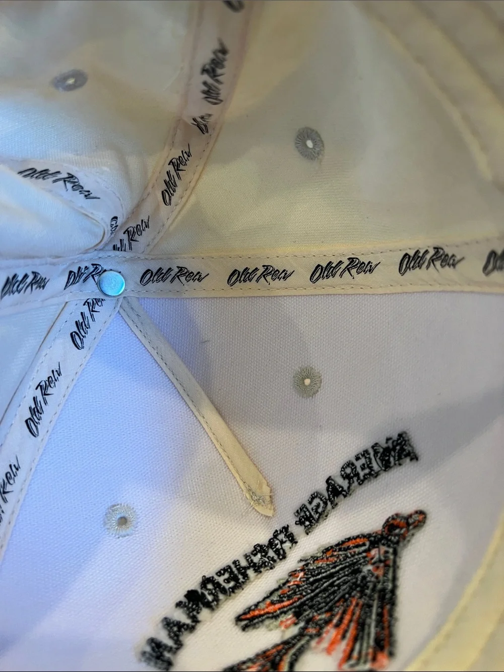 Average Fisherman Master Baiter Patch Cap - Cream & Olive with Orange Trim